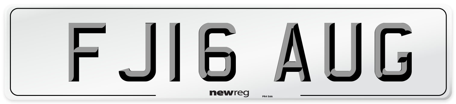 FJ16 AUG Number Plate from New Reg
